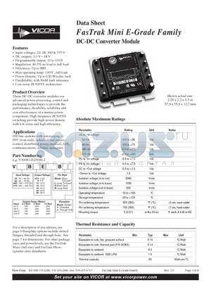 V300B3V3E48BS datasheet - FasTrak Mini E-Grade Family