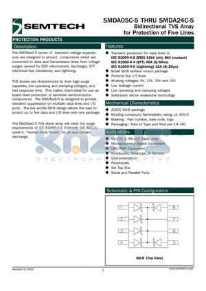SMDA05C-5 datasheet - Bidirectional TVS Array for Protection of Five Lines