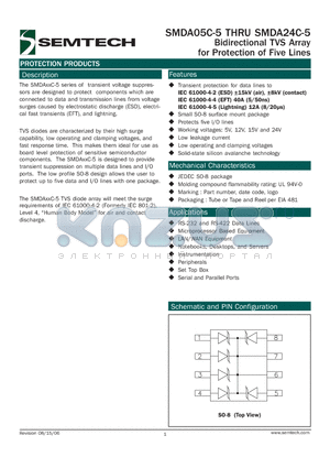 SMDA05C-5 datasheet - Bidirectional TVS Array for Protection of Five Lines