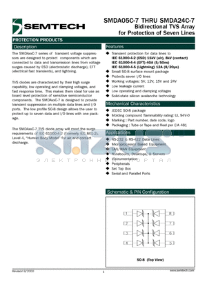 SMDA05C-7 datasheet - Bidirectional TVS Array for Protection of Seven Lines