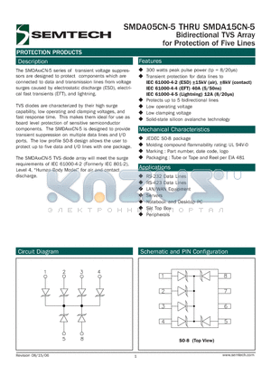 SMDA05CN-5.TB datasheet - Bidirectional TVS Array for Protection of Five Lines