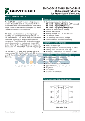 SMDA12C-5.TBT datasheet - Bidirectional TVS Array for Protection of Five Lines