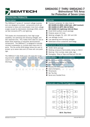 SMDA12C-7.TB datasheet - Bidirectional TVS Array for Protection of Seven Lines