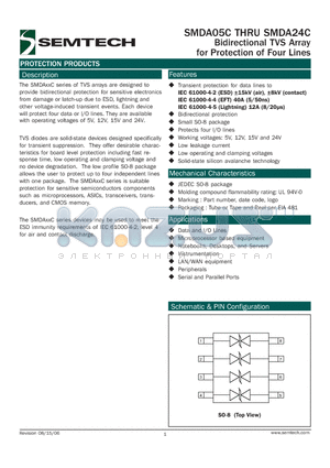 SMDA12C.TB datasheet - Bidirectional TVS Array for Protection of Four Lines