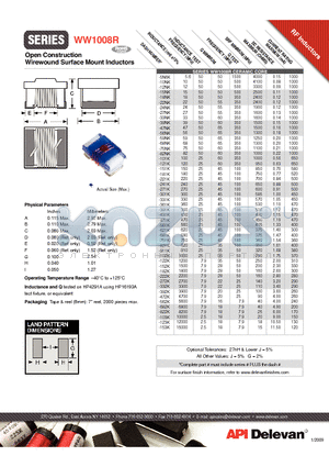 WW1008R-101K datasheet - Open Construction Wirewound Surface Mount Inductors