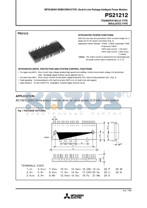 PS21212 datasheet - TRANSFER-MOLD TYPE INSULATED TYPE