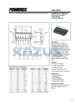 PS21342 datasheet - Intellimod Module Dual-In-Line Intelligent Power Module (5 Amperes/600 Volts)