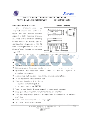SC1062 datasheet - LOW VOLTAGE TRANSMISSION CIRCUITS WITH DIALLER INTERFACE