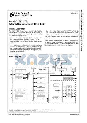 SC1100UFH-300 datasheet - Geode Information Appliance On a Chip