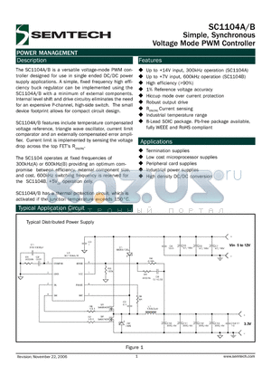 SC1104XISTR datasheet - Simple, Synchronous Voltage Mode PWM Controller