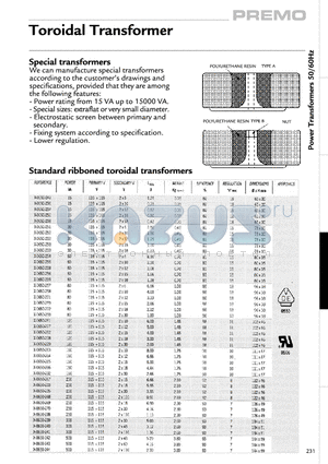 X-0650-206 datasheet - Toroidal Transformer