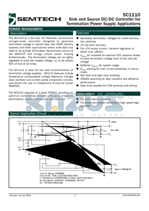 SC1110_04 datasheet - Sink and Source DC/DC Controller for Termination Power Supply Applications
