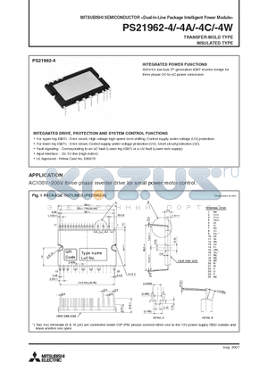 PS21962-4_09 datasheet - Dual-In-Line Package Intelligent Power Module