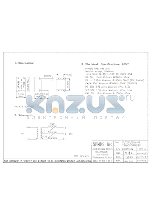X0013T3M datasheet - T1/CEPT/ISDN-PRI TRANSFORMERS