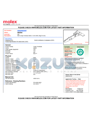 X-42023-1A1 datasheet - MLX Crimp Terminal 42023, 14-20 AWG, Bag Tin (Sn)