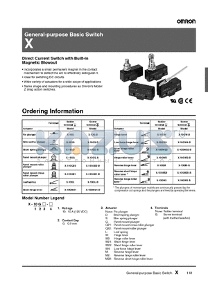 X-10GL-B datasheet - General-purpose Basic Switch