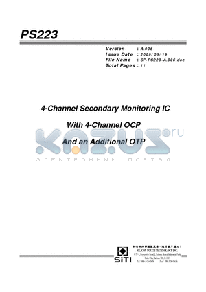 PS223 datasheet - 4-Channel Secondary Monitoring IC With 4-Channel OCP And an Additional OTP