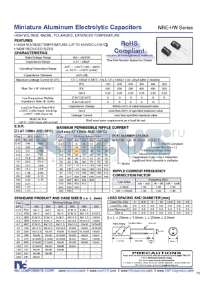 NREHW100M4008X11.5F datasheet - Miniature Aluminum Electrolytic Capacitors