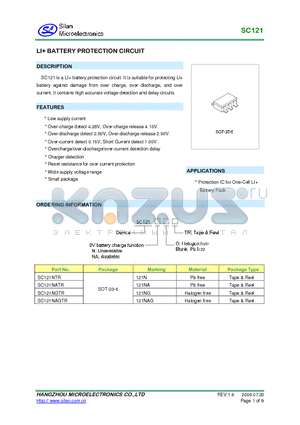 SC121NATR datasheet - LI BATTERY PROTECTION CIRCUIT