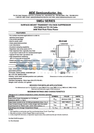 SMDJ110CA datasheet - SURFACE MOUNT TRANSIENT VOLTAGE SUPPRESSOR