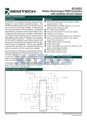 SC1403ITSTRT datasheet - Mobile Multi-Output PWM Controller with Lossless Current Sense