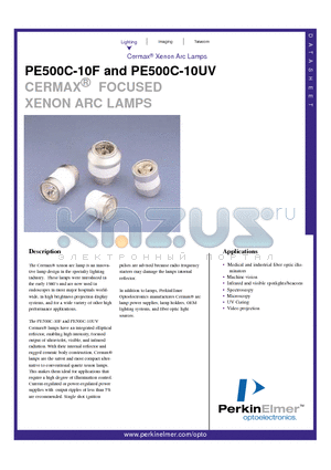 PE500C-10UV datasheet - CERMAX  FOCUSED XENON ARC LAMPS