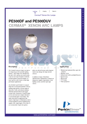 PE500DF datasheet - CERMAX  XENON ARC LAMPS