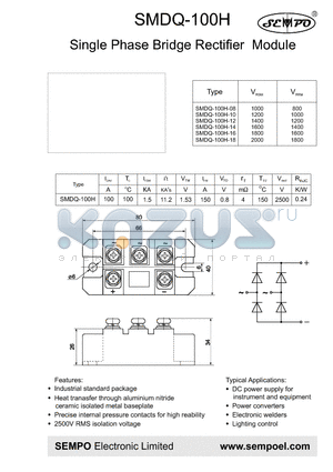 SMDQ-100H-18 datasheet - Single Phase Bridge Rectifier Module