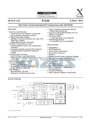 X1228V14I-4.5A datasheet - Real Time Clock/Calendar/CPU Supervisor with EEPROM