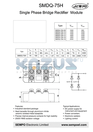 SMDQ-75H-08 datasheet - Single Phase Bridge Rectifier Module