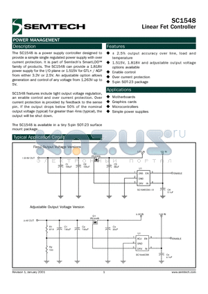 SC1548CSK-1.8TR datasheet - Linear Fet Controller