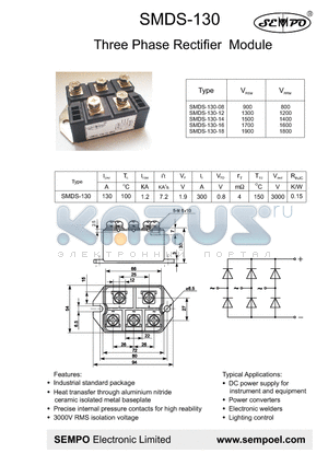 SMDS-130-16 datasheet - Three Phase Rectifier Module