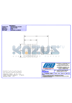 PE6034 datasheet - BNC MALE HIGH POWER TERMINATION FREQUENCY RANGE: DC TO 4 GHz