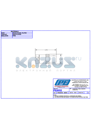 PE6052 datasheet - 75 OHM BNC FEMALE RESISTOR TERMINATION