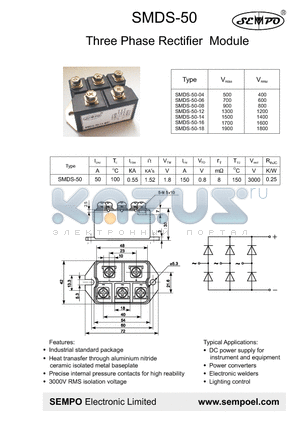 SMDS-50 datasheet - Three Phase Rectifier Module