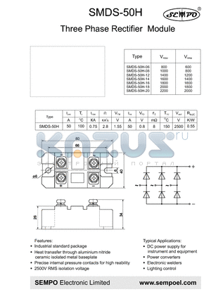 SMDS-50H-16 datasheet - Three Phase Rectifier Module