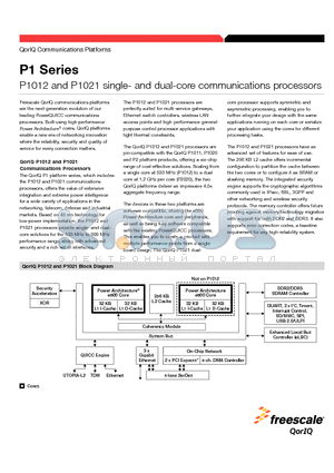 P1021 datasheet - single- and dual-core communications processors