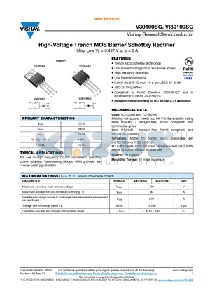 V30100SG-M3-4W datasheet - High-Voltage Trench MOS Barrier Schottky Rectifier