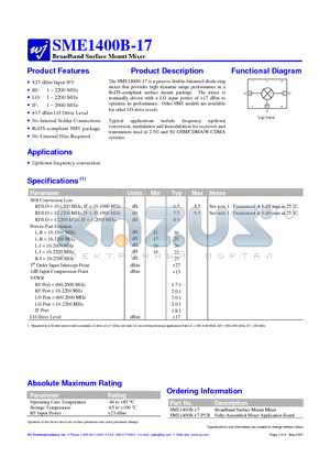 SME1400B-17_07 datasheet - Broadband Surface Mount Mixer