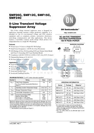 SMF05C datasheet - 5-Line Transient Voltage Suppressor Array