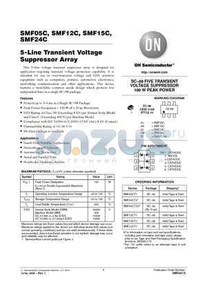 SMF05CT2 datasheet - 5-Line Transient Voltage Suppressor Array