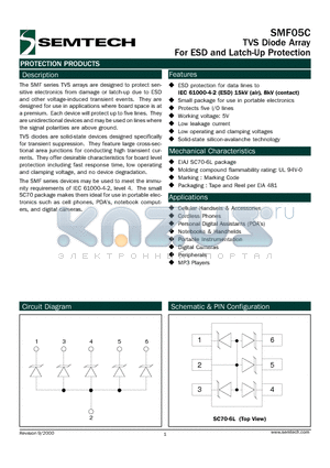 SMF05CTC datasheet - TVS Diode Array For ESD and Latch-Up Protection