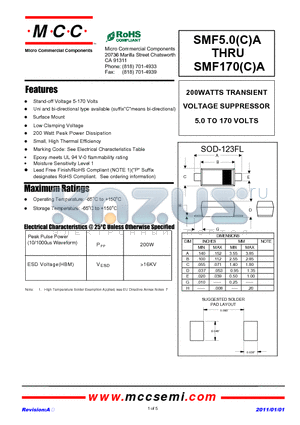 SMF100CA datasheet - 200WATTS TRANSIENT VOLTAGE SUPPRESSOR 5.0 TO 170 VOLTS