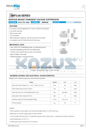 SMF10A datasheet - SURFACE MOUNT TRANSIENT VOLTAGE SUPPRESSOR