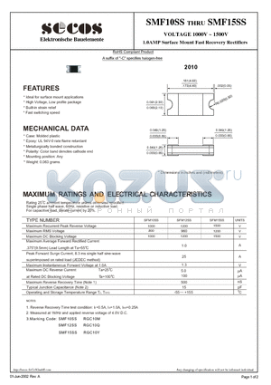 SMF10SS datasheet - 1.0AMP Surface Mount Fast Recovery Rectifiers