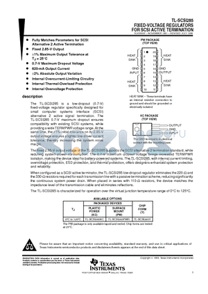 TL-SCSI285PWR datasheet - FIXED-VOLTAGE REGULATORS FOR SCSI ACTIVE TERMINATION