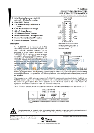 TL-SCSI285PWRE4 datasheet - FIXED-VOLTAGE REGULATORS FOR SCSI ACTIVE TERMINATION