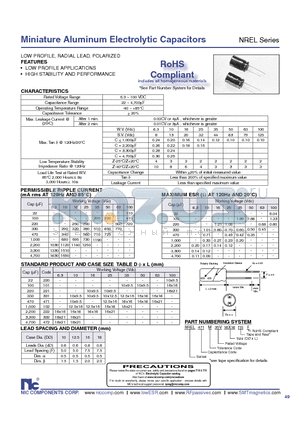 NREL222M10010X9.5TRF datasheet - Miniature Aluminum Electrolytic Capacitors