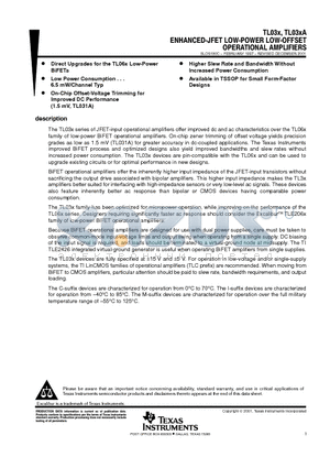 TL031CD datasheet - ENHANCED-JFET LOW-POWER LOW-OFFSET OPERATIONAL AMPLIFIERS