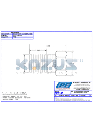 PE6105 datasheet - 7/16 MALE HIGH POWER TERMINATION FREQUENCY RANGE: DC TO 7 GHz